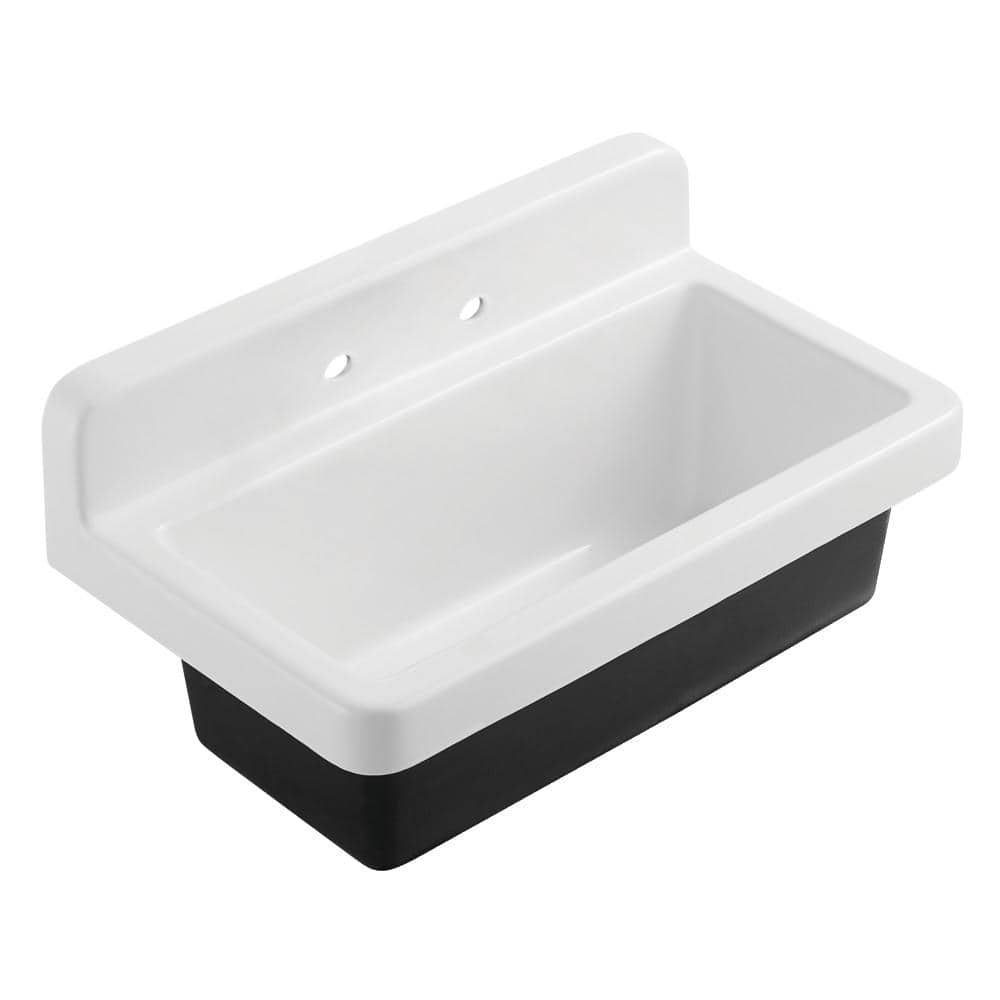 Petra Galley 33 in. Wall Mount Single Bowl Cast Iron Sink with 2-Faucet Holes price history on PriceWatchPro