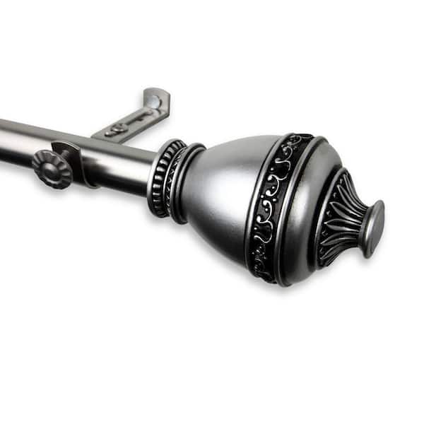 Rod Desyne 120 in. - 170 in. Telescoping Single Curtain Rod Kit in Satin Nickel with Amelie Finial