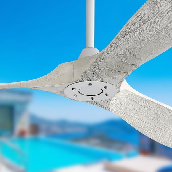 Sofucor 60 in. Silver Indoor/Outdoor Wood Ceiling Fan with Remote Control and Reversible Motor