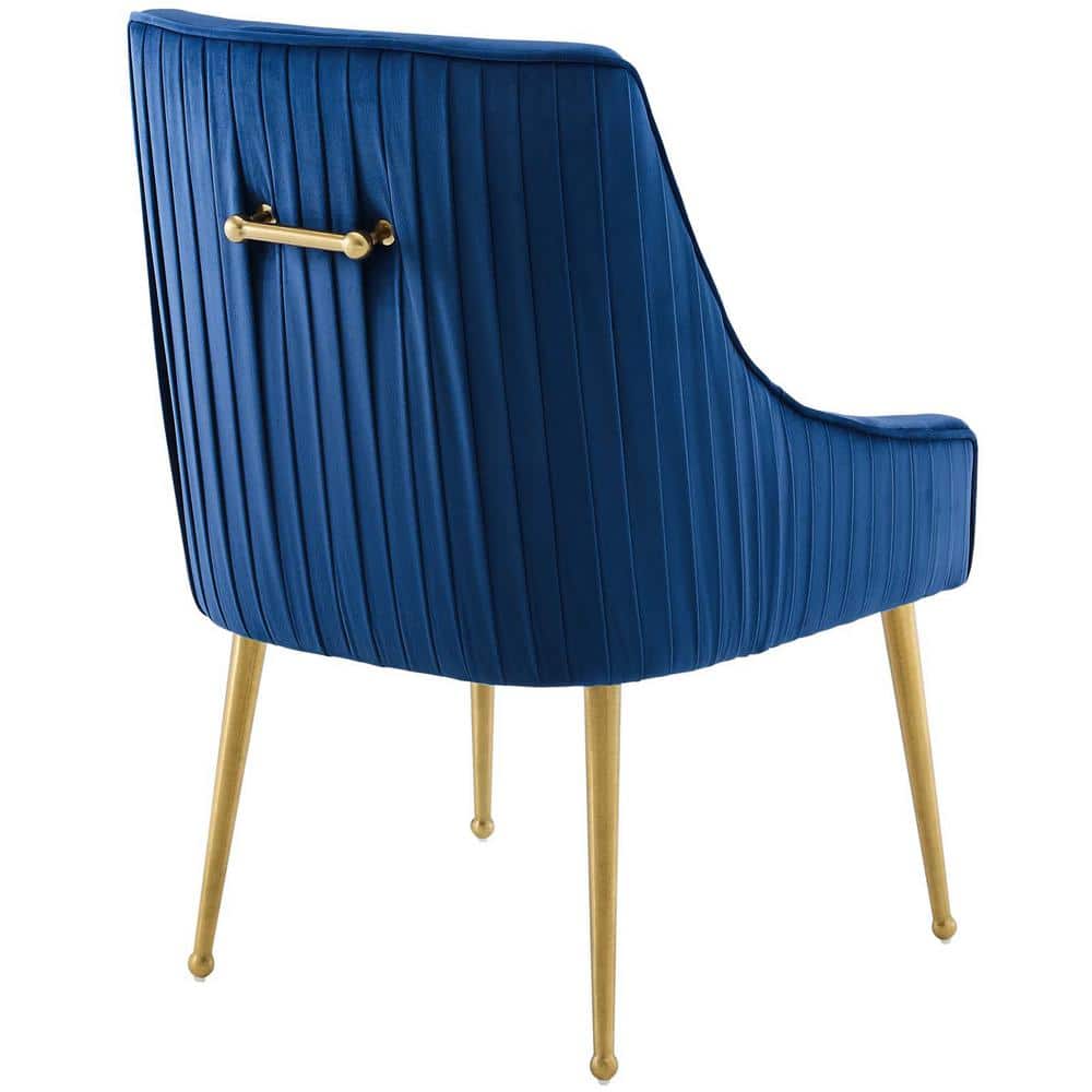 Sapphire Velvet Upholstered Dining Chair with Gold Accents