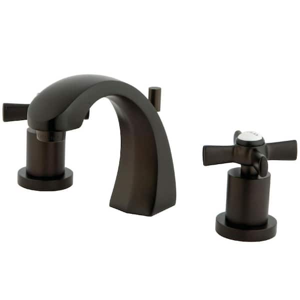 Kingston Brass Millennium 8 in. Widespread 2-Handle Bathroom Faucets with Brass Pop-Up in Oil Rubbed Bronze