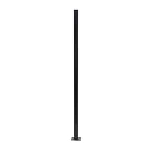 Versai 2 in. x 2 in. x 5 ft. Gloss Black Steel Fence Post with 5 in. Base Plate