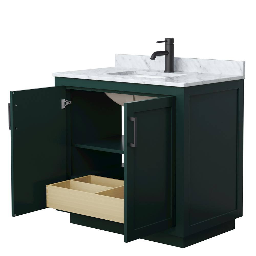 Miranda 36" Green Freestanding Bathroom Vanity with Marble Top