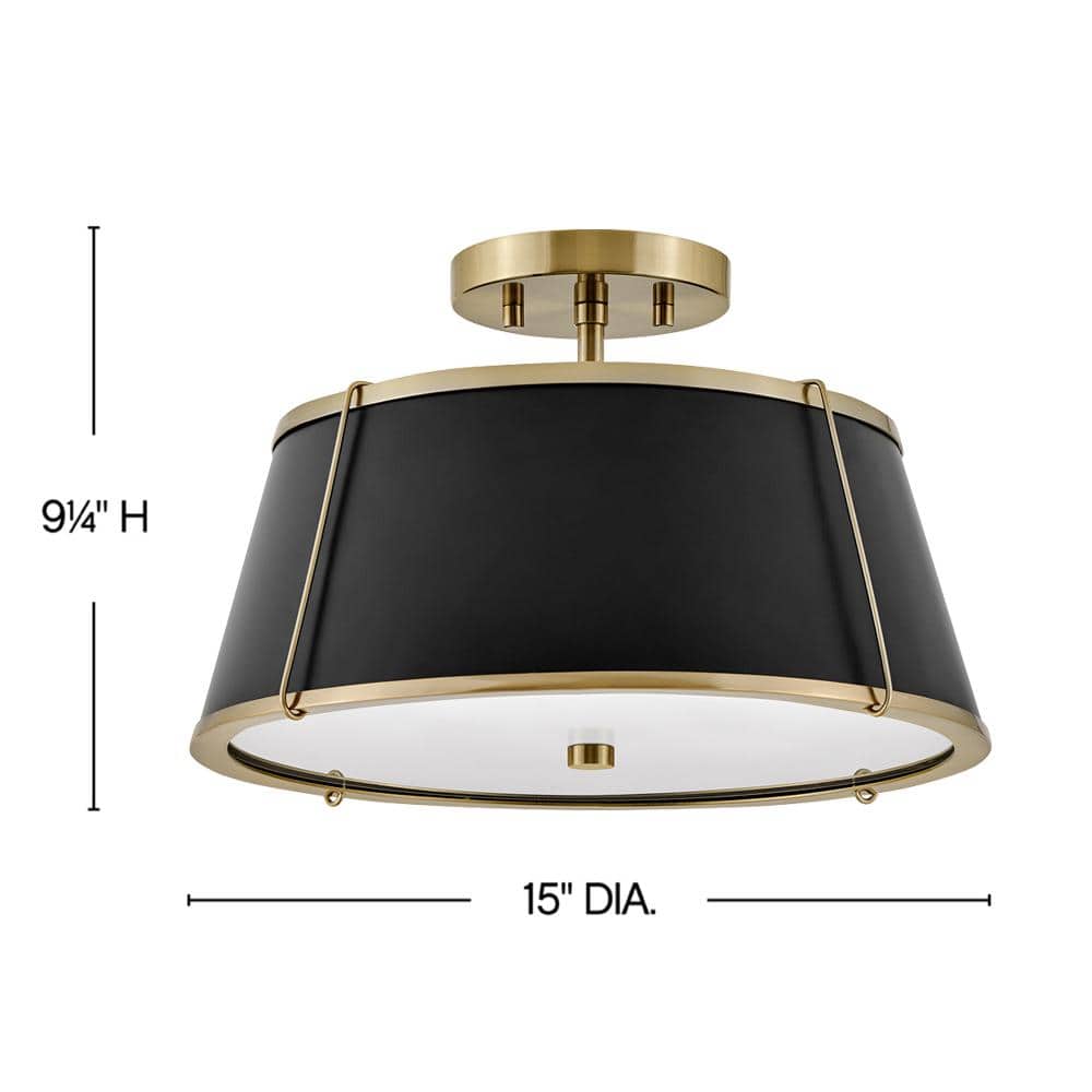 Elegant Clarke Warm Brass 2-Light LED Semi-Flush Drum Light
