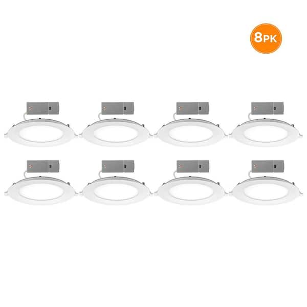 6 in. Canless Integrated LED Recessed Light Trim 900 Lumens Adjustable CCT Kitchen Bathroom Remodel Wet Rated (8-Pack)