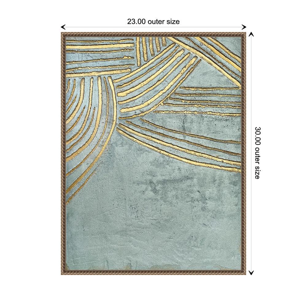 Gold and Blue Abstract Canvas Framed Wall Art