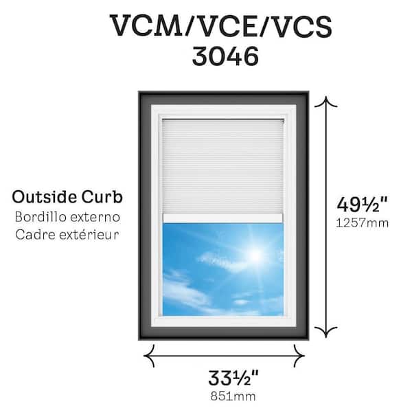 30-1/2 in. x 46-1/2 in. Solar Powered Venting Curb Mount Skylight with Laminated Low-E3 Glass and Room Darkening Shade