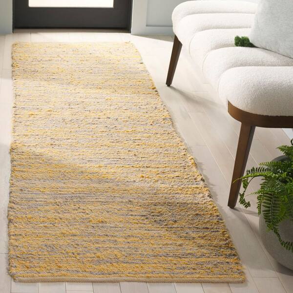 Montauk 2 ft. x 8 ft. Yellow Modern Distressed Solid Runner Rug