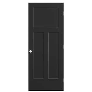 32 in. x 80 in. 3-Panel Winslow Left-Hand Hollow Core Jet Black Molded Composite Single Prehung Interior Door