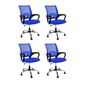 Upholstery Adjustable HeightErgonomic Standard Chair in Blue - Set of 4