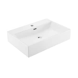 Claire 23.63 in. Rectangle Wall Mount Bathroom Sink in Glossy White