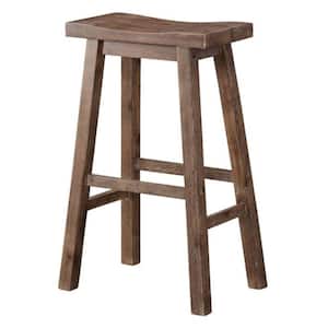 29.25 in. H Large Gray Wooden Frame Saddle Seat Bar Height Stool with Angled Legs