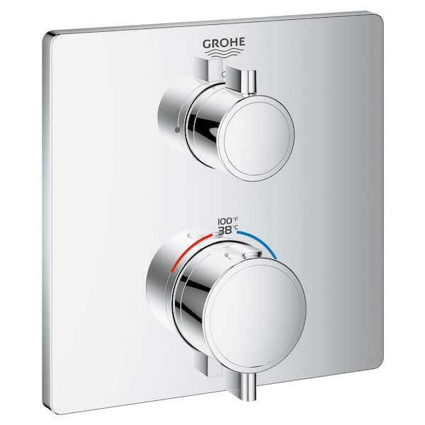 Grohtherm Dual Function Thermostatic Square 2-Handle Trim Kit in StarLight Chrome (Valve Not Included)