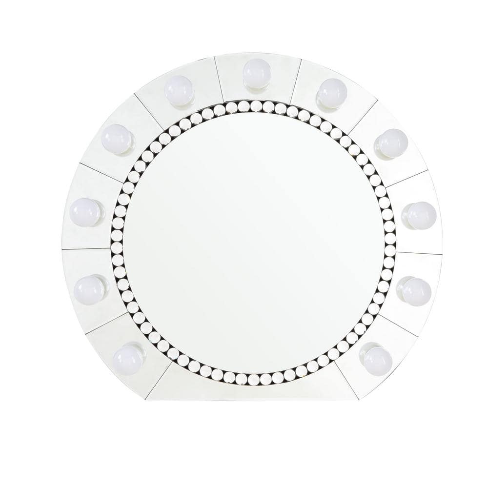 Glamour Meets Elegance: Silver 32.00 in. W x 29 in. H Glam and Modern Mirro