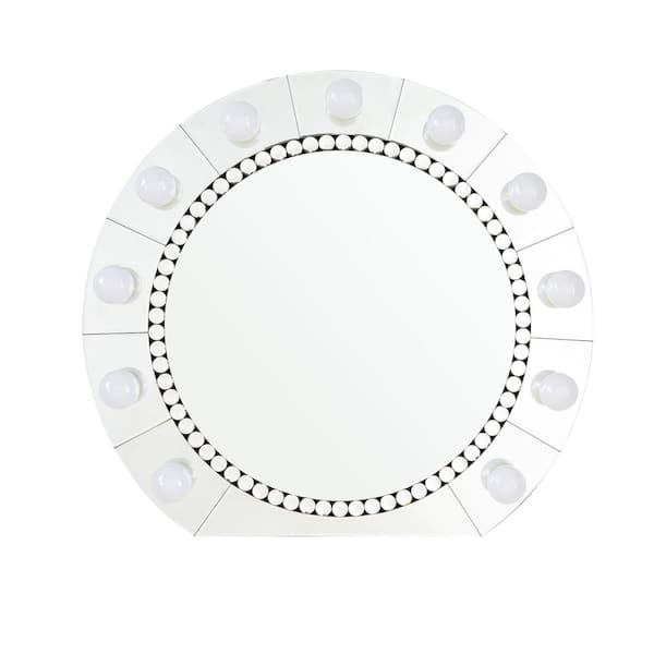 Unbranded Glamour Meets Elegance: Silver 32.00 in. W x 29 in. H Glam and Modern Mirrored Faux Crystal Diamonds Wall Decor Mirror