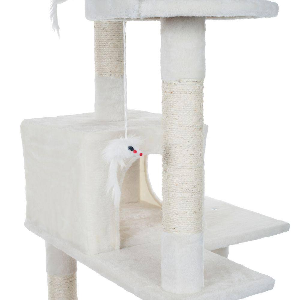 Ivory 6-Foot Cat Tree with Sisal Rope Scratching Posts