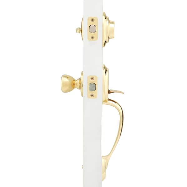 Dakota Polished Brass Single Cylinder Door Handleset with Tylo Door Knob Featuring SmartKey Security