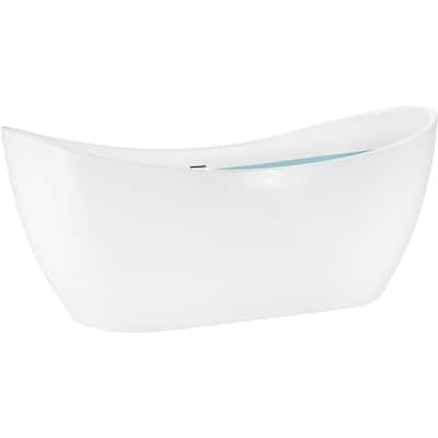 67 in. Acrylic Double Slipper Flatbottom Non-Whirlpool Bathtub in Glossy White