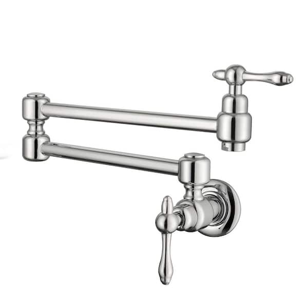 2-Handle Wall Mounted Pot Filler in Polished Chrome