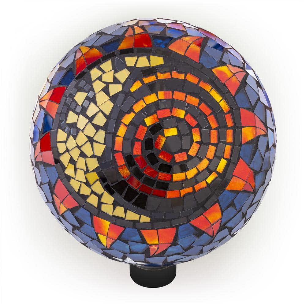 10" Multicolor Glass Mosaic Sun and Moon Gazing Globe