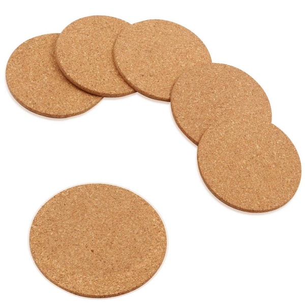 Betus Round Cork Coasters 4 in. Diameter and 1/5 in. Thick Brown