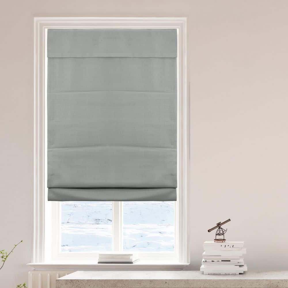 Roman Shades Gray Slow Release Polyester Blackout Cordless 31 in. W x 64 in. L price history on PriceWatchPro