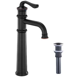 Single Hole Single-Handle Vessel Bathroom Faucet with Pop-up Drain Assembly in Oil Rubbed Bronze