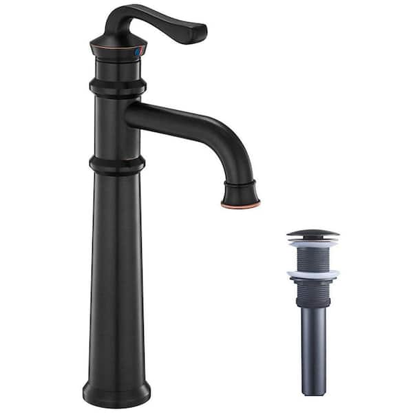 Unbranded Single Hole Single-Handle Vessel Bathroom Faucet with Pop-up Drain Assembly in Oil Rubbed Bronze