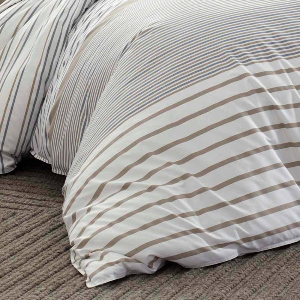 Twin Sandstone and Chrome Cotton Stripe Sham Set