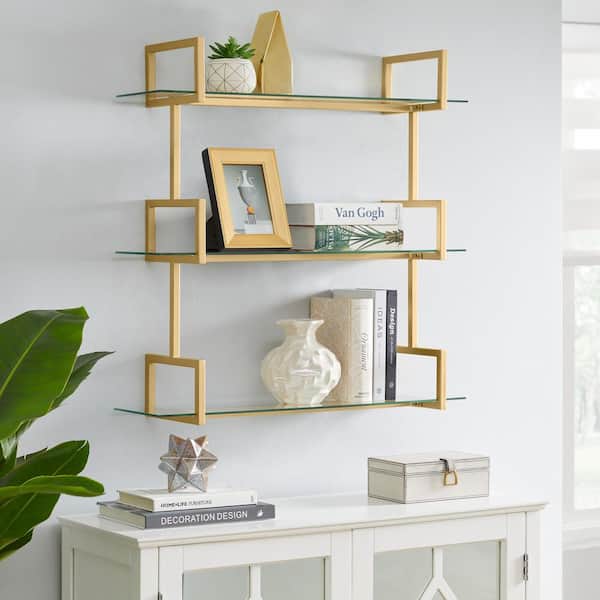 Home Decorators Collection Gold Metal Glam Tiered Wall Shelf L165436XX -  The Home Depot