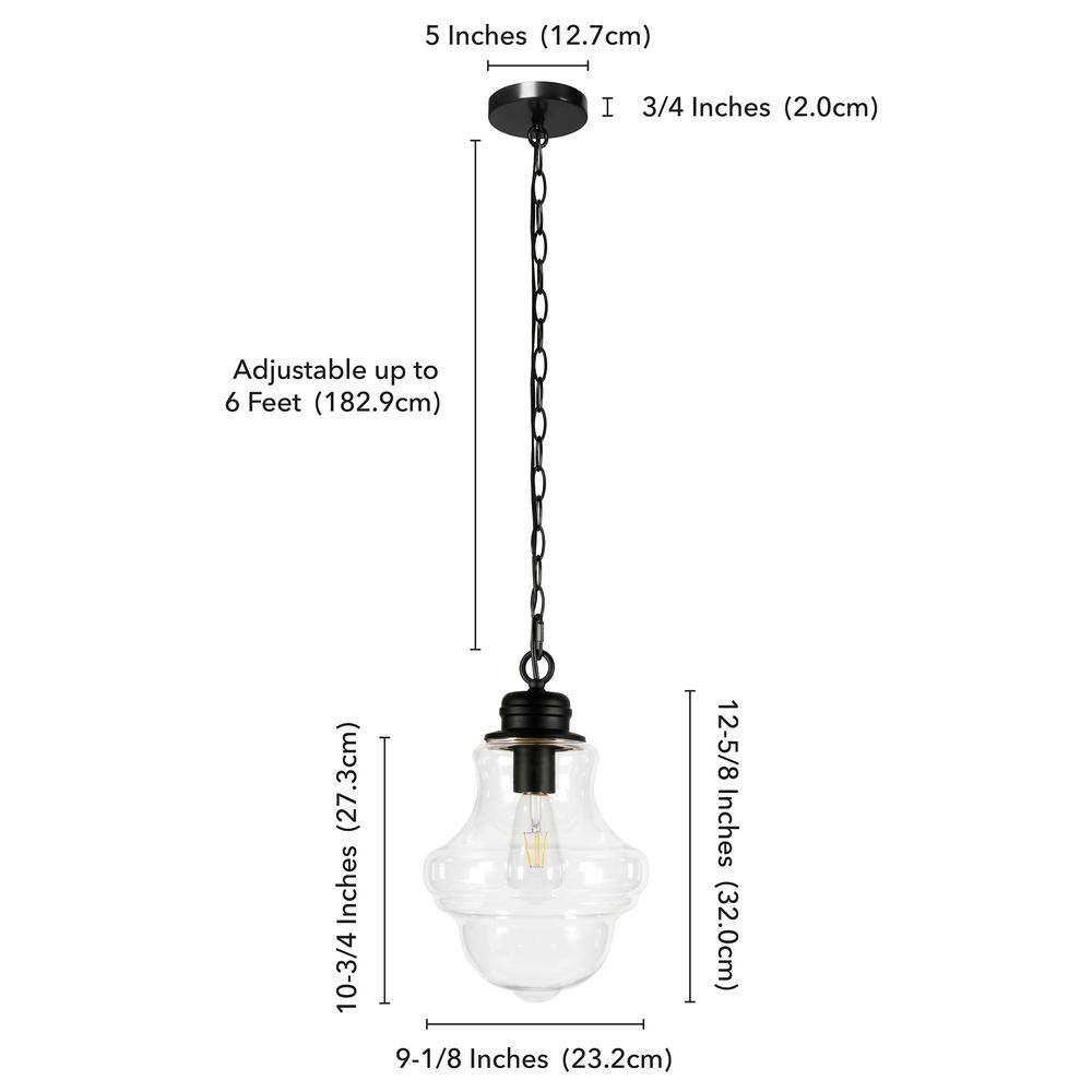 Clear Glass and Bronze Schoolhouse Pendant Light