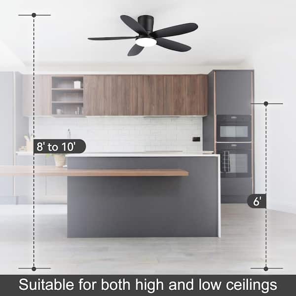Flashwind Walshy 42 in. Indoor Black Flush Mount Ceiling fan with