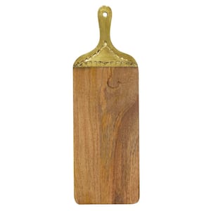 Brown Mango Wood Cutting Board with Gold Accents