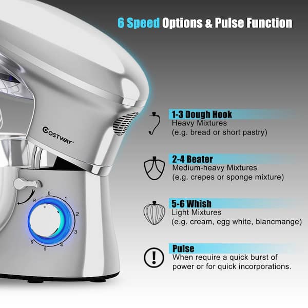  Kitchen Electric Food Mixer 4L 3 In 1 Electric Mixer 6 Speed  Egg Beater Cream Whipping Machine (Color : Silver, Size : 4L): Home &  Kitchen