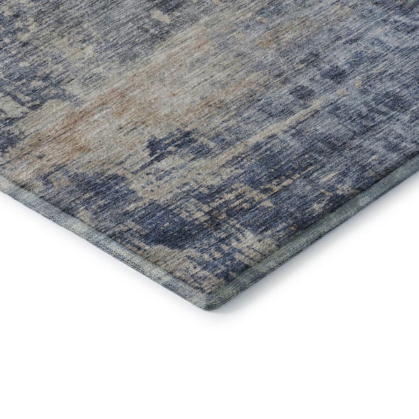 Mayfield Premium Machine Washable Abstract AMF1217 Denim 8 ft. x 10 ft. Area Rug