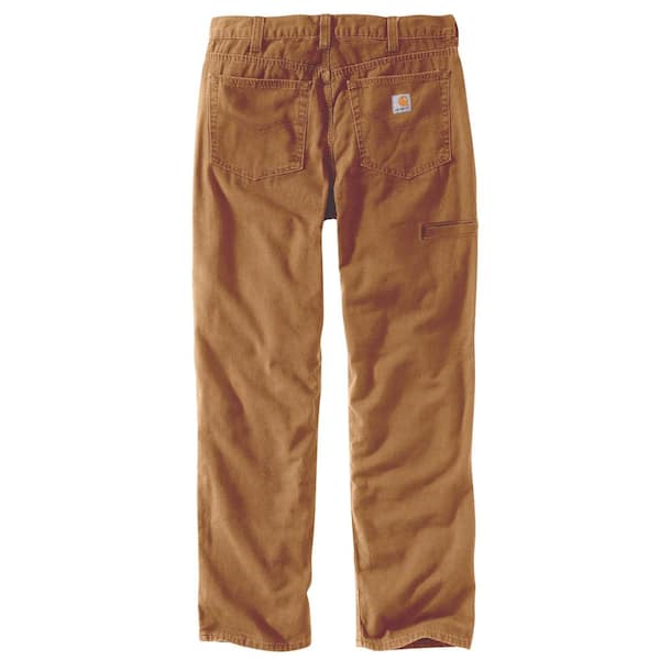 Carhartt Men's 34 in. x 32 in. Medium Hickory Cotton/Spandex Rugged Flex  Rigby 5-Pocket Pant 102517-918 - The Home Depot