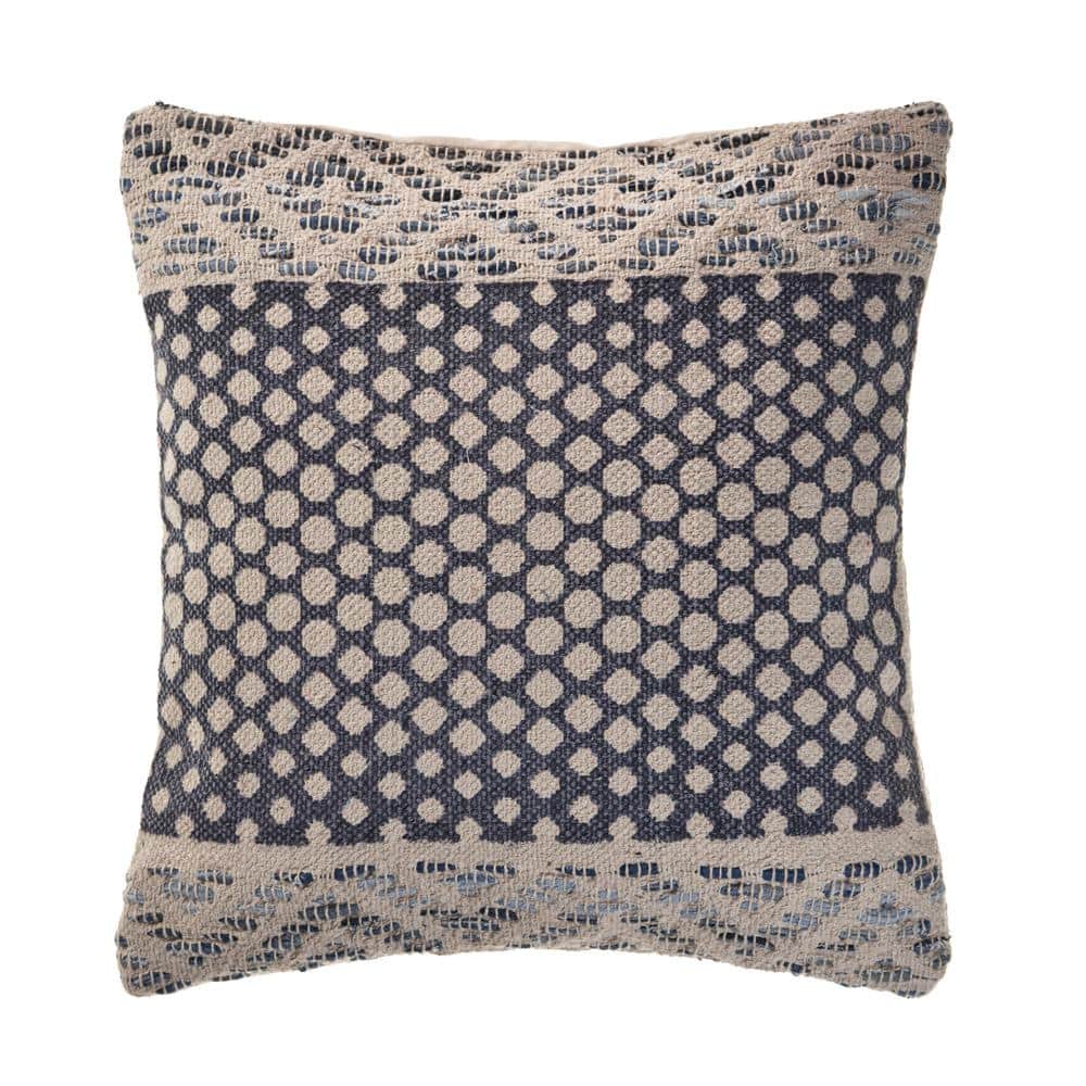 Spotlight Denim Blue 20 in. x 20 in. Detailed Indoor Throw Pillow