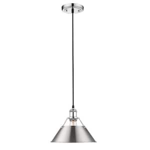 Orwell CH 1-Light Pendant - 10 in. in Chrome with Pewter Shade