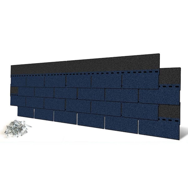 39.4 in. x 13.1 in. 3-Tab Asphalt Roofing Shingles for Storage Shed, Architectural, Residential, Garage, Blue (8-Pack)