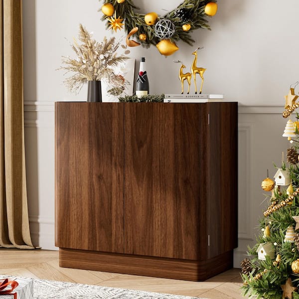 Timgroo 31 in. W x 15.7 in. D x 32 in. H Assembled Base Sideboard Buffet Cabinet in Natural Walnut and 2 Doors