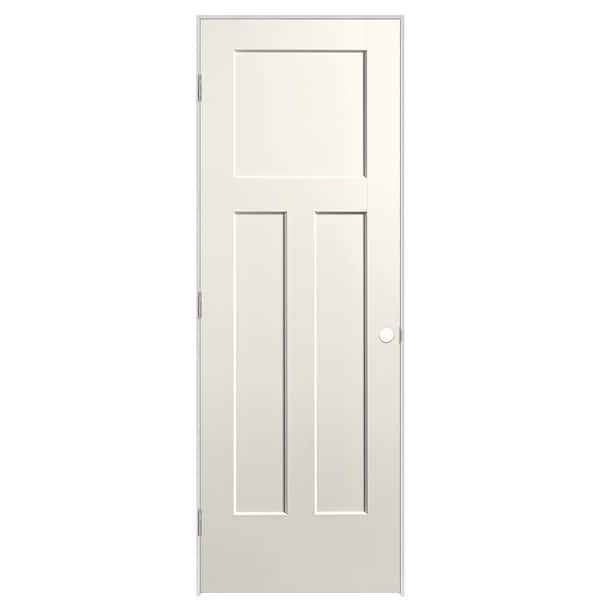 Masonite 28 in. x 80 in. 3-Panel Winslow Right-Hand Solid Core Ivory Keys Molded Composite Single Prehung Interior Door
