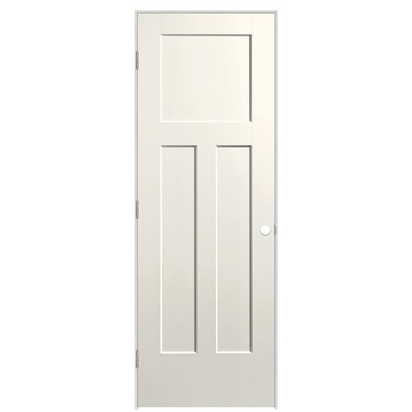 Masonite 28 in. x 80 in. 3-Panel Winslow Right-Hand Hollow Core Ivory Keys Molded Composite Single Prehung Interior Door
