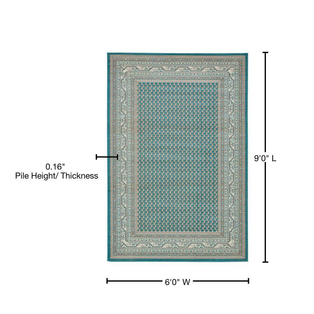 Teal Blue 6' x 9' Flat Woven Synthetic Rectangular Rug