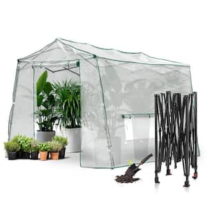 82.8 in. W x 102 in. D x 86.4 in. H Walk-in Greenhouse with Entry Doors and 3 Large Roll-Up Side Windows for Garden