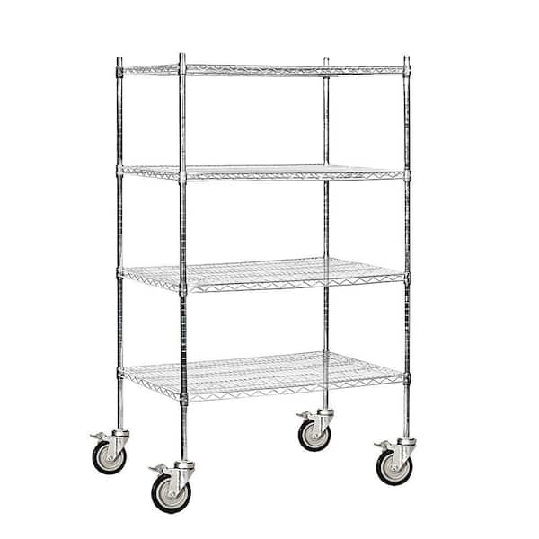 Salsbury Industries Chrome 4-Tier Rolling Welded Wire Shelving Unit (36 in. W x 69 in. H x 24 in. D)