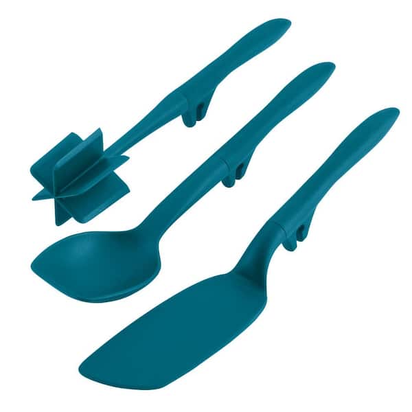 Rachael Ray Tools and Gadgets Lazy Crush & Chop, Flexi Turner, and Scraping Spoon Set, Teal