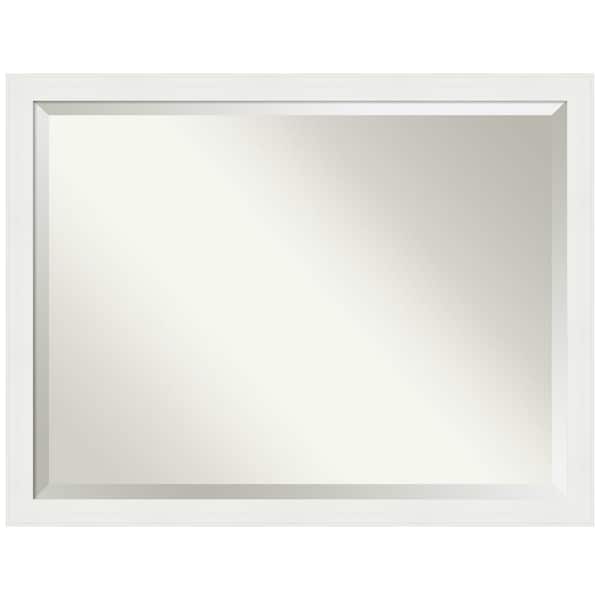 Amanti Art Medium Rectangle Matte White Beveled Glass Modern Mirror (33.5 in. H x 43.5 in. W)