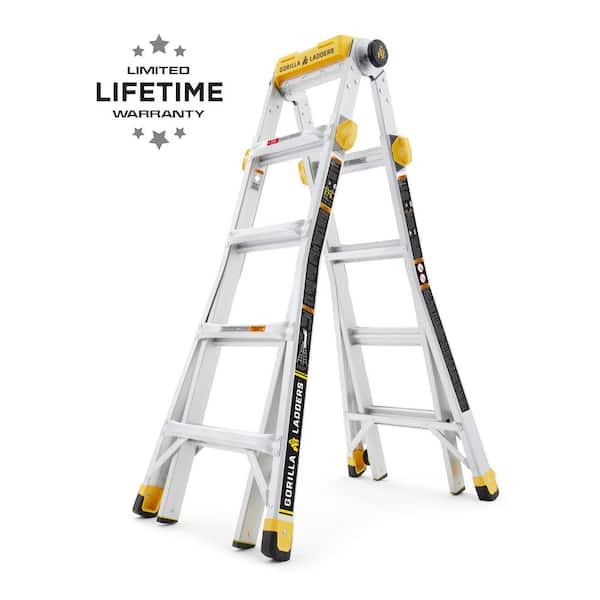 Gorilla Ladders 19 ft. Reach MPXT Aluminum Multi-Position Ladder with Project Top, 375 lbs. Load Capacity Type IAA Duty Rating
