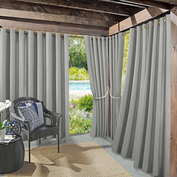 Sailor Indoor/Outdoor UV Protectant Curtain Panel in Gray-54 in. W x 95 in. L