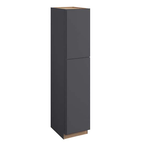 Home Decorators Collection Hargrove 18 in. W x 21 in. D x 84 in. H Assembled Plywood Vanity Linen Bath Cabinet in Valiant Onyx with Soft Close RH
